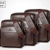 Vintage Crossbody Business Leather Shoulder Bag For Men - Brown all