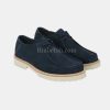 Lace-up Cowhide Shoe of Cowhide Navy