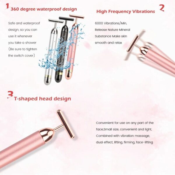 24K Gold Vibrating Facial Roller Massager - Image 5
