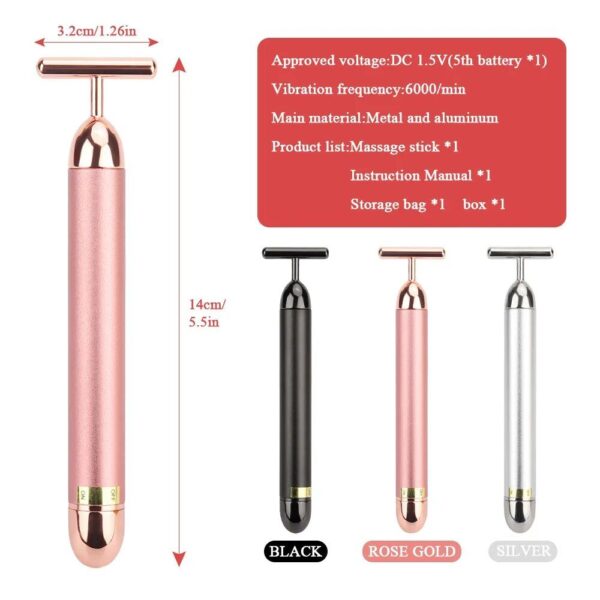 24K Gold Vibrating Facial Roller Massager - Image 7
