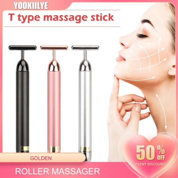 24K Gold Vibrating Facial Roller Massager - Image 3