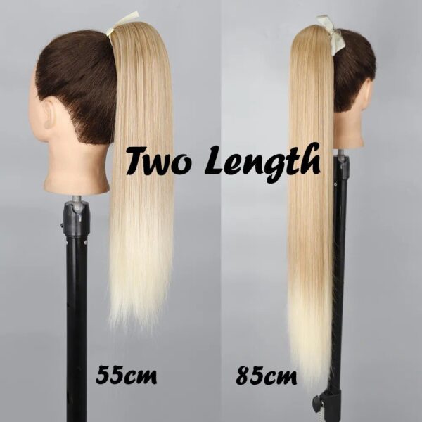 Premium Long Straight Synthetic Clip-In Ponytail Extension - Image 2