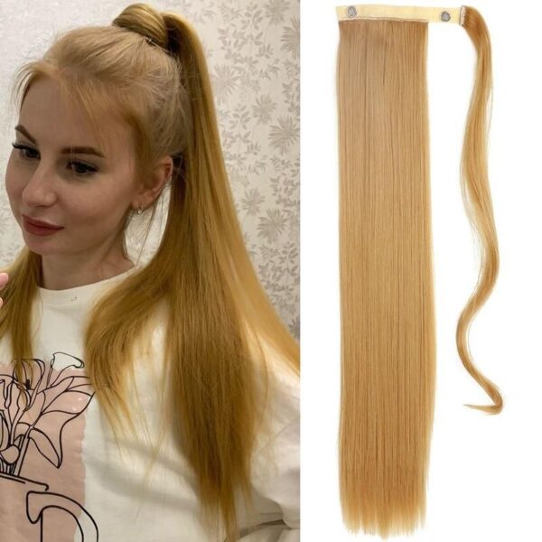 Premium Long Straight Synthetic Clip-In Ponytail Extension - Image 4