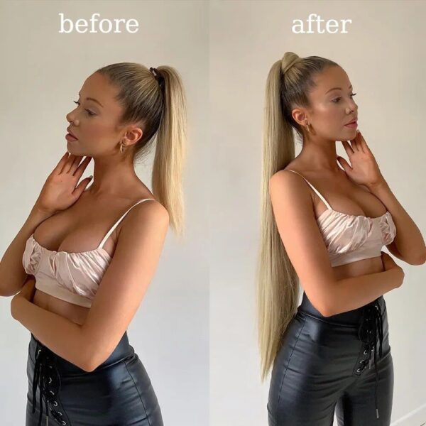 Premium Long Straight Synthetic Clip-In Ponytail Extension - Image 3