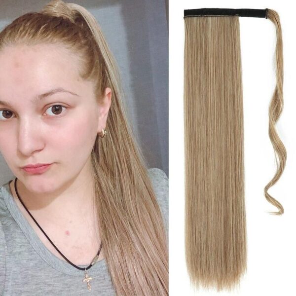 Premium Long Straight Synthetic Clip-In Ponytail Extension - Image 5