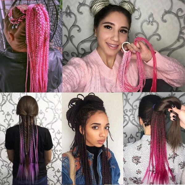 Colorful Synthetic Braided Ponytail Extension - 60CM Elastic Rubber Band, Permutable 12 Strands Pack - Image 6