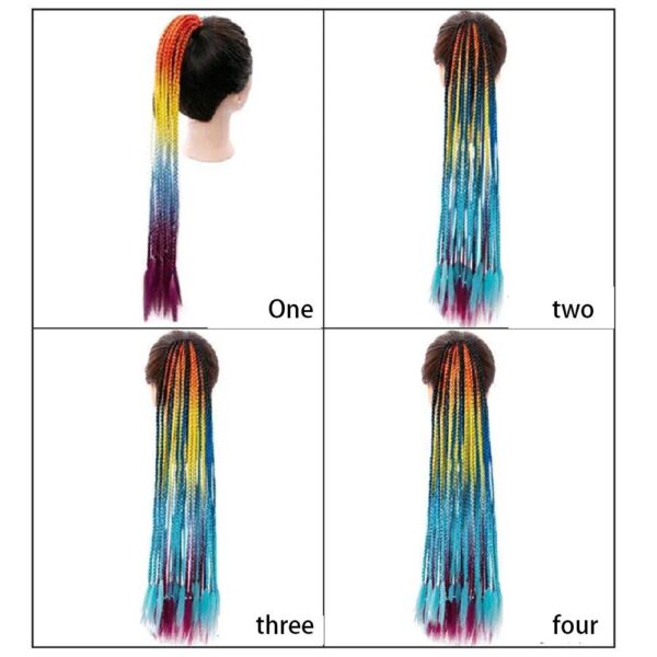 Colorful Synthetic Braided Ponytail Extension - 60CM Elastic Rubber Band, Permutable 12 Strands Pack - Image 5