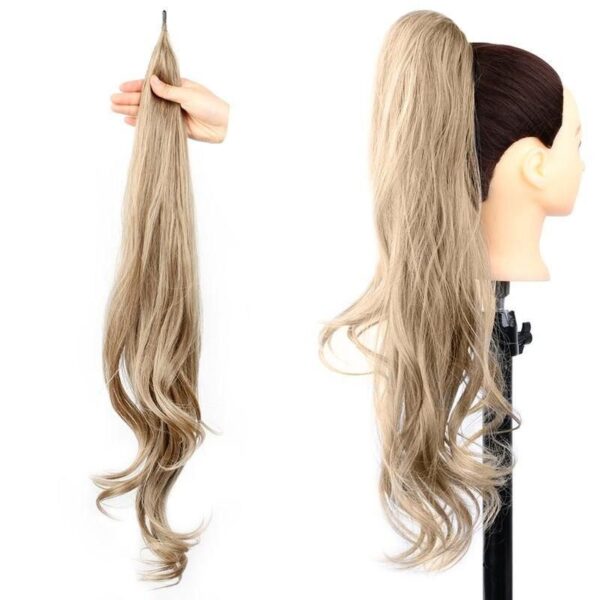 32inch Ombre Curly Clip-In Ponytail Extension, Synthetic Blonde Hairpiece for Daily Wear