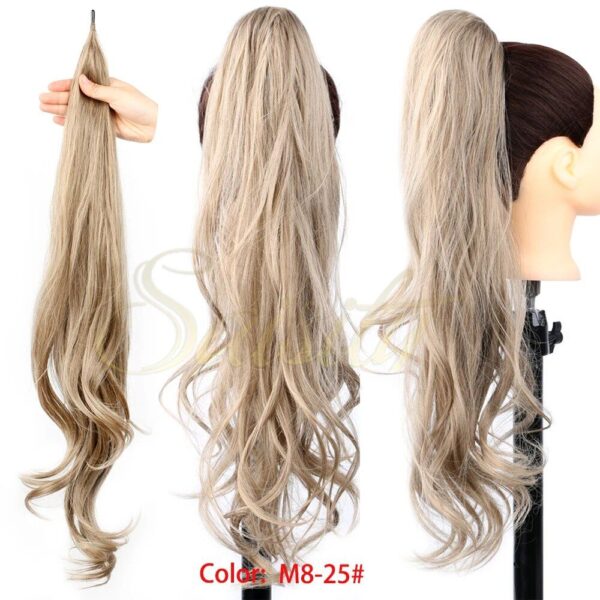 32inch Ombre Curly Clip-In Ponytail Extension, Synthetic Blonde Hairpiece for Daily Wear - Image 4