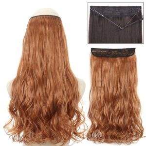 Versatile Wavy Synthetic Hair Extensions - Invisible Fish Line, Mixed Blonde and Black, Heat Resistant